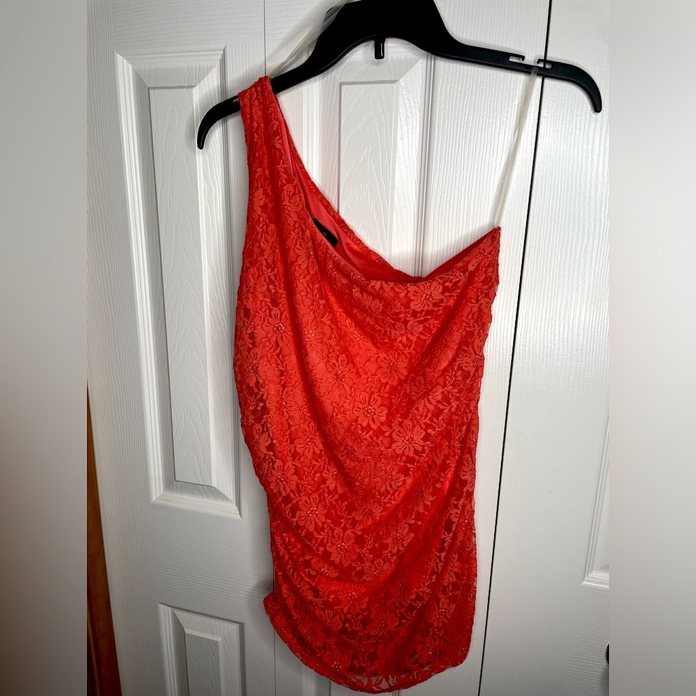 Dots. One shoulder blouse.